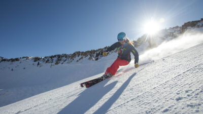 Woman skiing at Snowbird